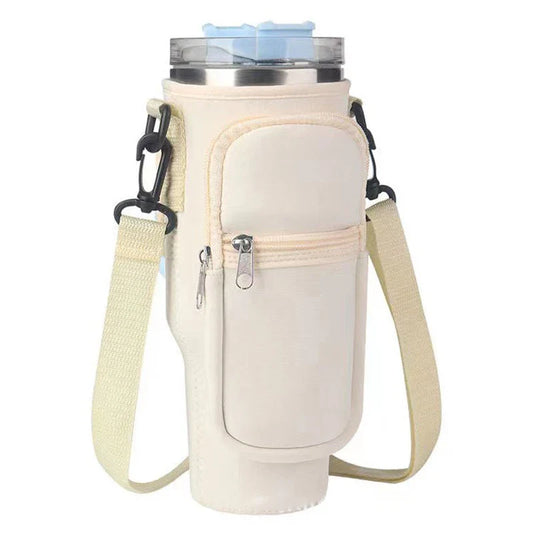 Water Bottle Carrier Bag with Phone Pocket for metal Cup 40 Oz, Water Bottle Holder Adjustable Strap Stanley Cup Accessories